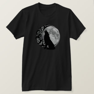Cool Dark Wolf Zwart Volle Maan Star Retro Magic T-shirt