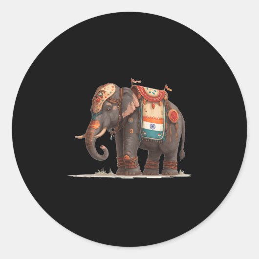 Cool Decorated Elephant Graphic Costume Ronde Sticker (Voorkant)