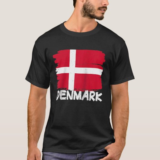 Cool Denmark Flag Raglan Baseball T-shirt (Voorkant)