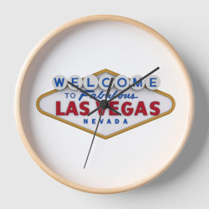 Cool Designer Wall Clock Welkom bij Las Vegas