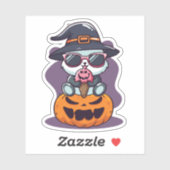 Cool Dessin Panda Sat Sur Sticker Citrouille (Feuille)