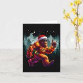 Cool Devil Horns Sasquatch Holiday Lights Christma Kaart (Gele Bloem)
