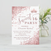 Cool diamond glitter roos Gold tiara, zoet 16 inv Kaart (Staand voorkant)