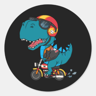 Cool dinosaur rijdt op een motorfiets ronde sticker