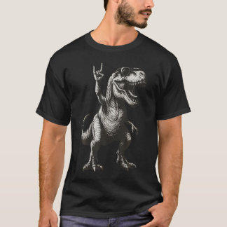 Cool Dinosaur Rock Bord Zonnebril T-shirt