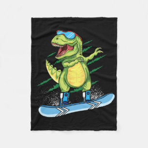 Cool Dinosaur Sneeuwboarden Skien Dabbing T Rex Sn Fleece Deken