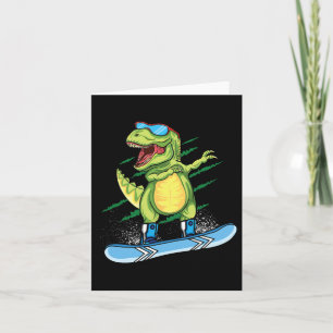 Cool Dinosaur Snowboarding Skiing Dabbing T Rex Sn Kaart