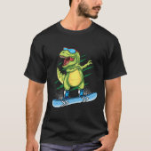 Cool Dinosaur Snowboarding Skiing Dabbing T Rex Sn T-shirt (Voorkant)