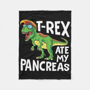 Cool Dinosaur Trex Ate My Pancreas Diabetes Aware Fleece Deken