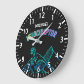 Cool Dinosaur Velociraptor Neon Lineart Horloge (Angle)