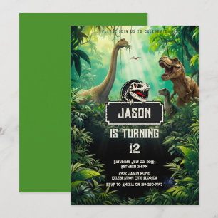 Cool Dinosauriërs Wereld Jurassic Groene Verjaarda Kaart