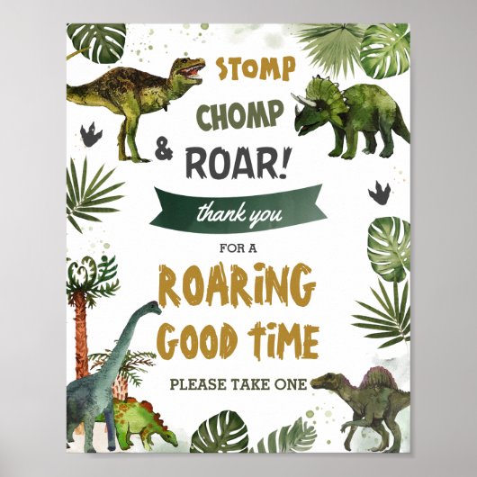 Cool Dinosaurs Jurassic Verjaardagsfeest Dank u Poster (Voorkant)