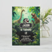 Cool Dinosaurs World Jurassic Greenery Birthday Kaart (Staand voorkant)