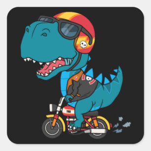 Cool dinosaurus rijden op een motorfiets vierkante sticker