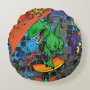 Cool dinosaurus skateboard naadloos patroon rond kussen