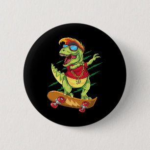 Cool dinosaurus-skateboarder die dabt T Rex S Ronde Button 5,7 Cm