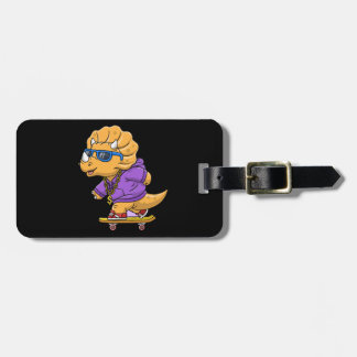 Cool Dinosaurus Spelen Skateboard cartoon Bagagelabel