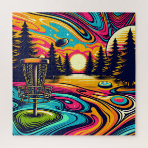 Cool Disc golfbaan bij zonsondergang Legpuzzel