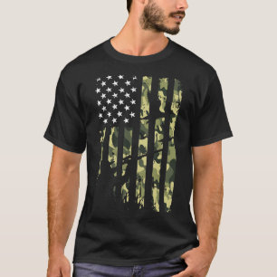 Cool Disted American Usa Flag Duck Hun T-shirt