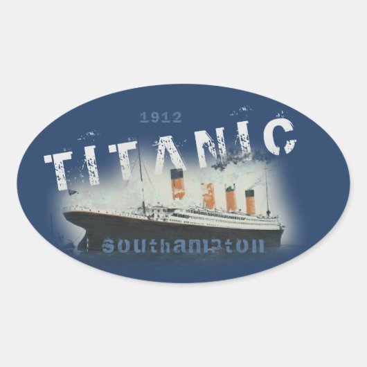 Cool Distress Custom Text Titanic Ovale Sticker (Voorkant)