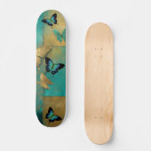 Cool Distressed Grunge Blauwgroen vlinder Schaats Skateboard (Voorkant)
