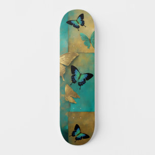 Cool Distressed Grunge Blauwgroen vlinder Schaats Skateboard