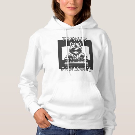 COOL ! 🐱DJ Cat “Totalement Pawesome” Sweat à capu (Devant)
