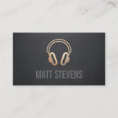 Cool DJ Gold Headphones - zwarte muziek Visitekaartje (Voorkant)