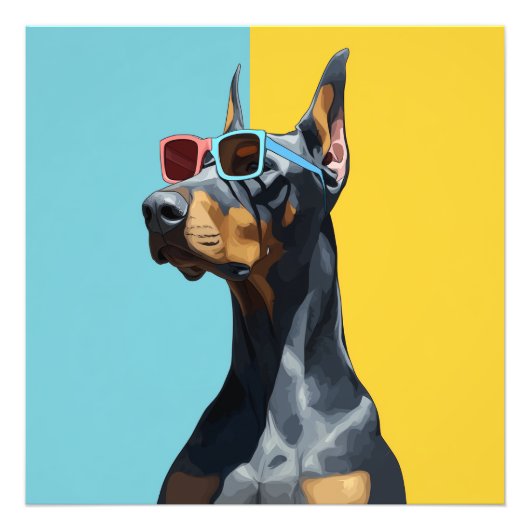 Cool Doberman with sunglasses Foto Afdruk (Voorkant)