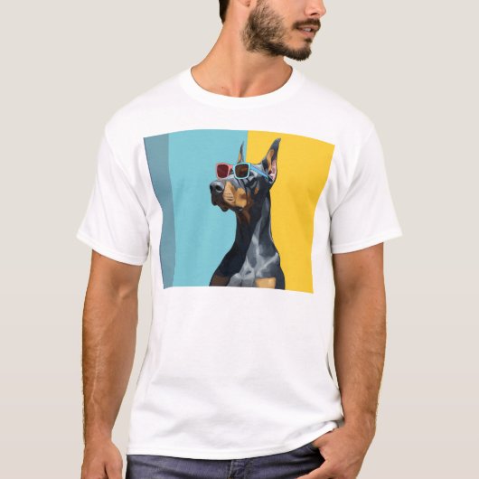 Cool Doberman with sunglasses T-shirt (Voorkant)