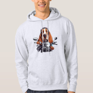 Cool dog biker, schattig basset hound dog driver hoodie
