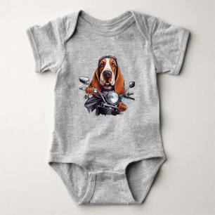 Cool dog biker, schattig basset hound dog driver romper
