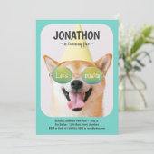 Cool Dog Birthday Party Invitation Kaart (Staand voorkant)
