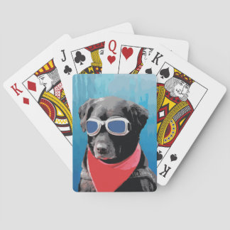 Cool Dog Black Lab Red Bandana Blue Goggles Speelkaarten