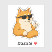 Cool Dog Finger Guns Meme Sticker