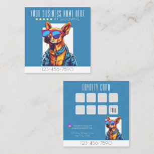 Cool Dog Grooming trendy en stijlvolle loyaliteit Vierkante Visitekaartje