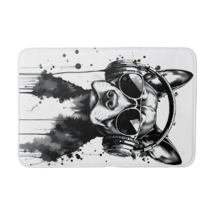 Cool Dog hoofdtelefoon Schattige Huisdieren Zwart Badmat