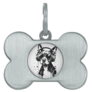 Cool Dog hoofdtelefoon Schattige Huisdieren Zwart Naamplaatje