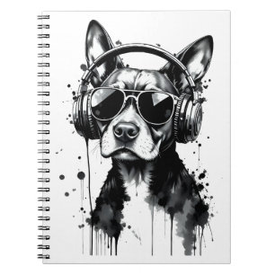 Cool Dog hoofdtelefoon Schattige Huisdieren Zwart Notitieboek