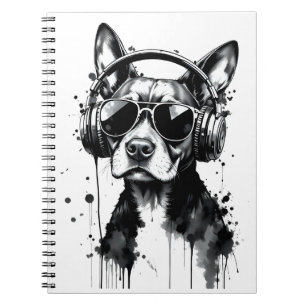 Cool Dog hoofdtelefoon Schattige Huisdieren Zwart Notitieboek