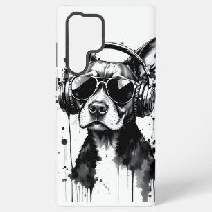 Cool Dog hoofdtelefoon Schattige Huisdieren Zwart  Samsung Galaxy Hoesje