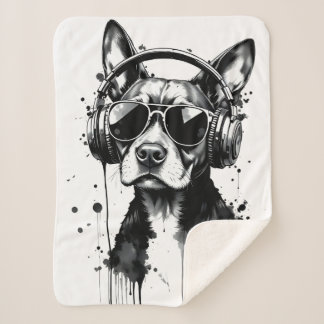 Cool Dog hoofdtelefoon Schattige Huisdieren Zwart Sherpa Deken