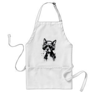 Cool Dog hoofdtelefoon Schattige Huisdieren Zwart Standaard Schort