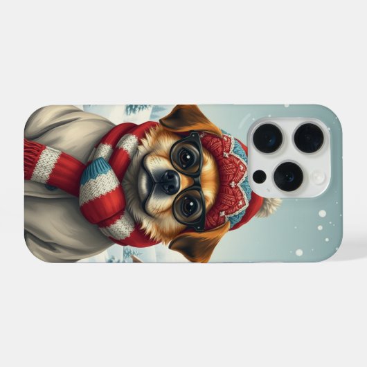 Cool Dog in Preppy winterkleding en -Pet iPhone Hoesje (Achterkant horizontaal)