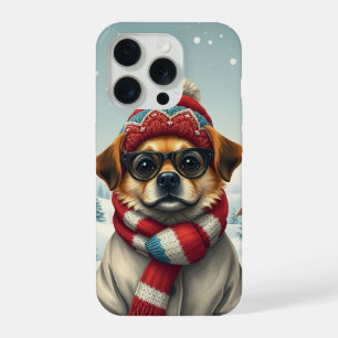Cool Dog in Preppy winterkleding en -Pet iPhone 15 Pro Hoesje