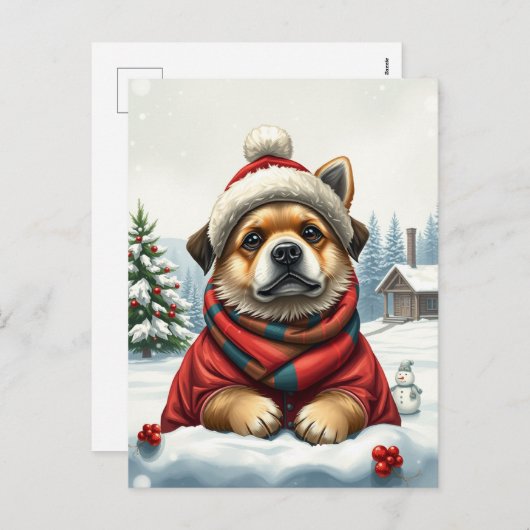 Cool Dog in Preppy winterkleding en Pet winter Feestdagenkaart (Voorkant / Achterkant)