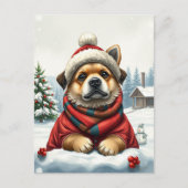 Cool Dog in Preppy winterkleding en Pet winter Feestdagenkaart (Voorkant)