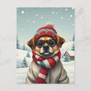 Cool Dog in Preppy winterkleding en Pet winter Feestdagenkaart