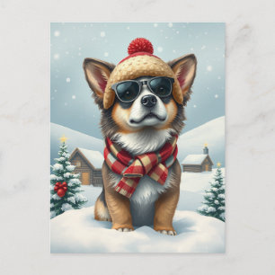 Cool Dog in Preppy winterkleding en Pet winter Feestdagenkaart