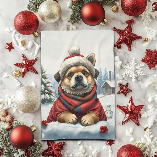 Cool Dog in Preppy winterkleding en Pet winter Theedoek